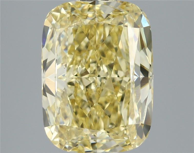 3.04 ct LabGrown Barevný Cushion Fancy Intense Yellow VVS2